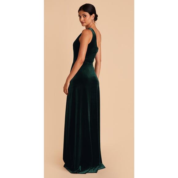Birdy Grey Kira Velvet Emerald Green One Shoulder Long Dress size Small - Picture 2 of 8